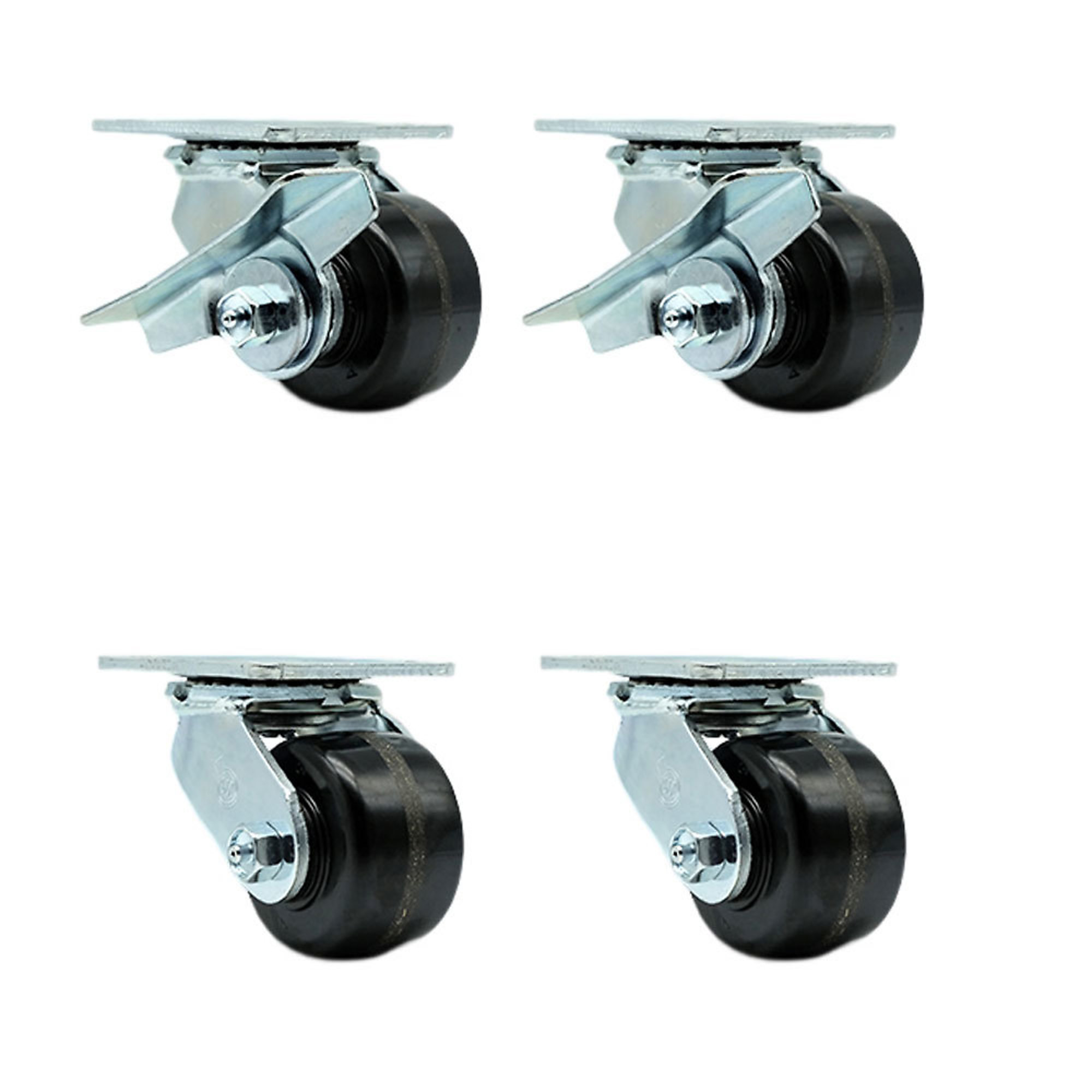 Service Caster, 3 1/4in. x 2in. Plate Casters, Wheel Diameter 3.25 in, Caster Type Swivel, Package (qty.) 4, Model# SCC-30CS3420-PHR-SLB-BSL-2-BSL-2